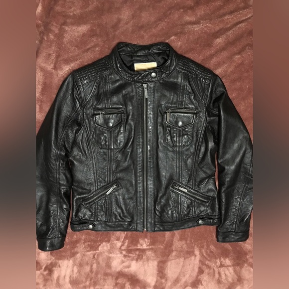 Michael Kors- Genuine Black Leather Jacket - Picture 9 of 16